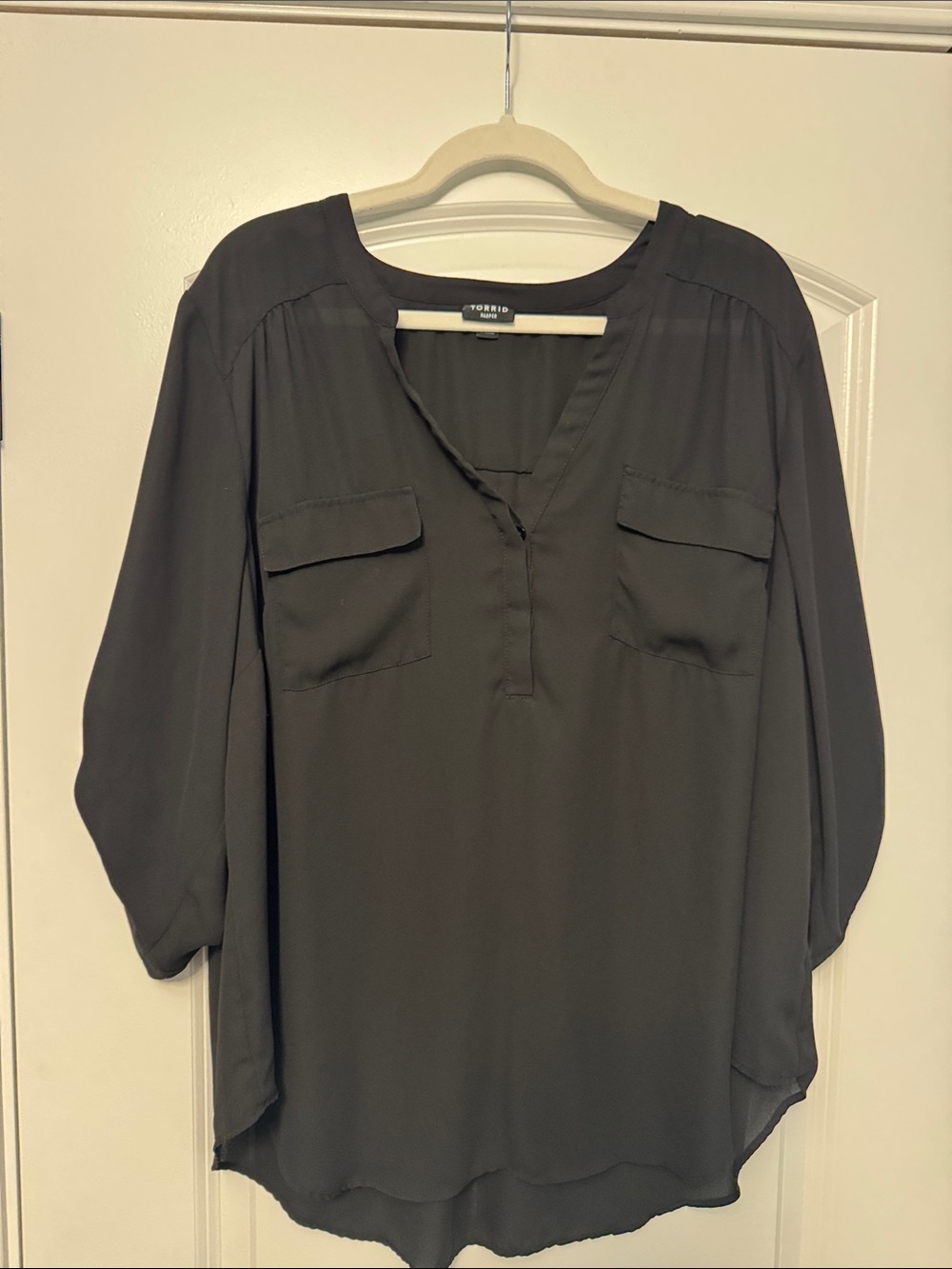 Torrid Black V-Neck Harper Blouse